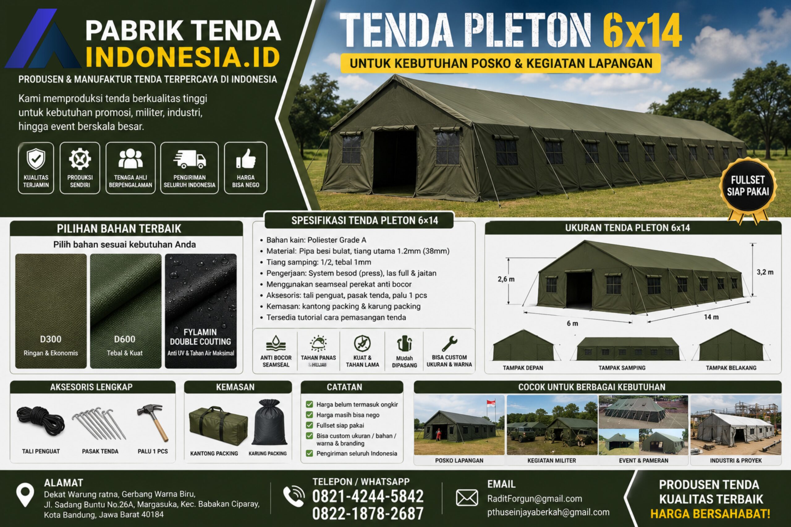Jual tenda Pleton 6x14
