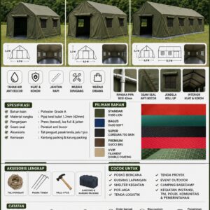 Tenda Serbaguna Ukuran 6x12 Standar TNi