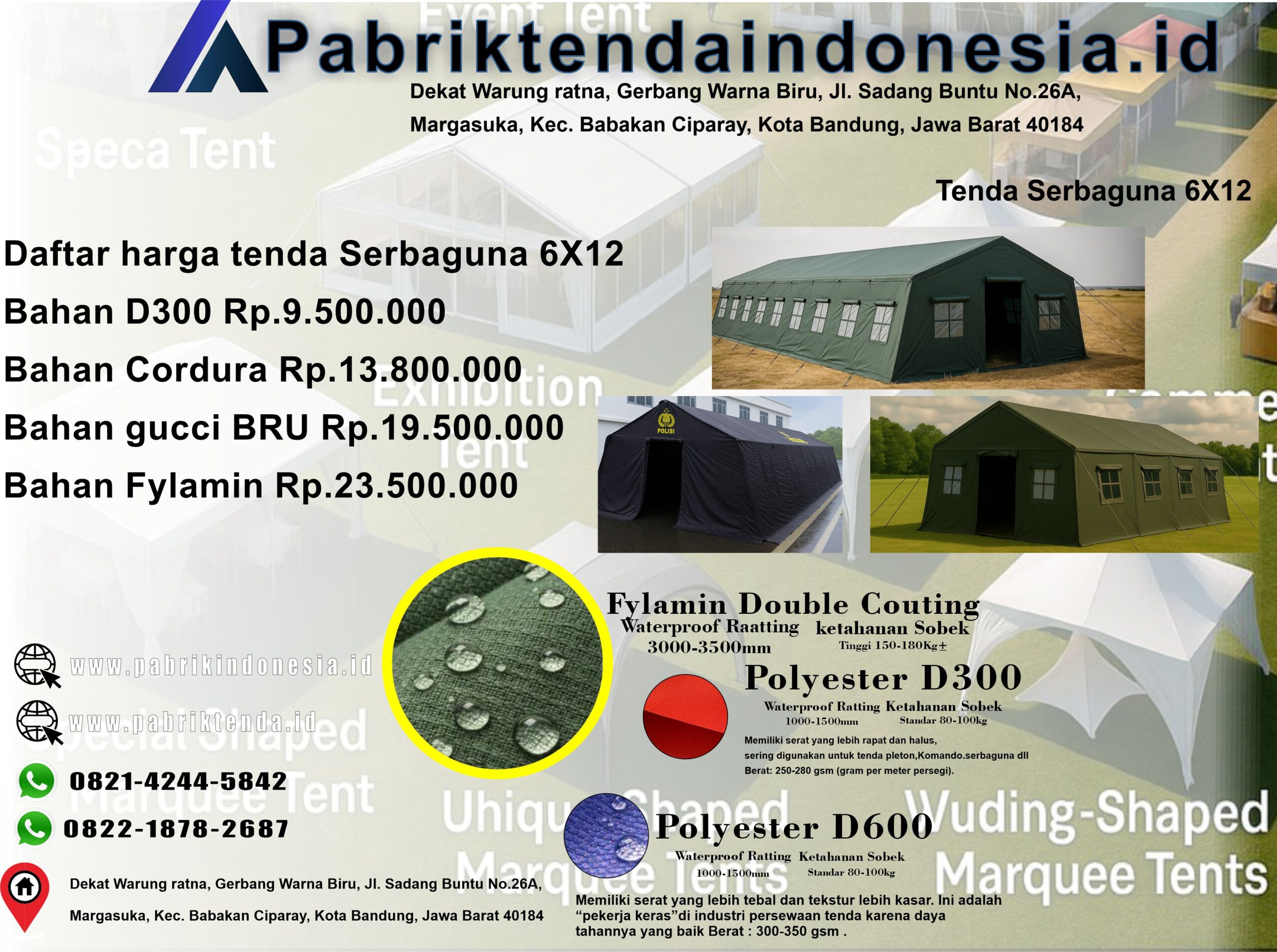 Tenda Serbaguna Ukuran 6x12 Standar TNi - Gambar 2