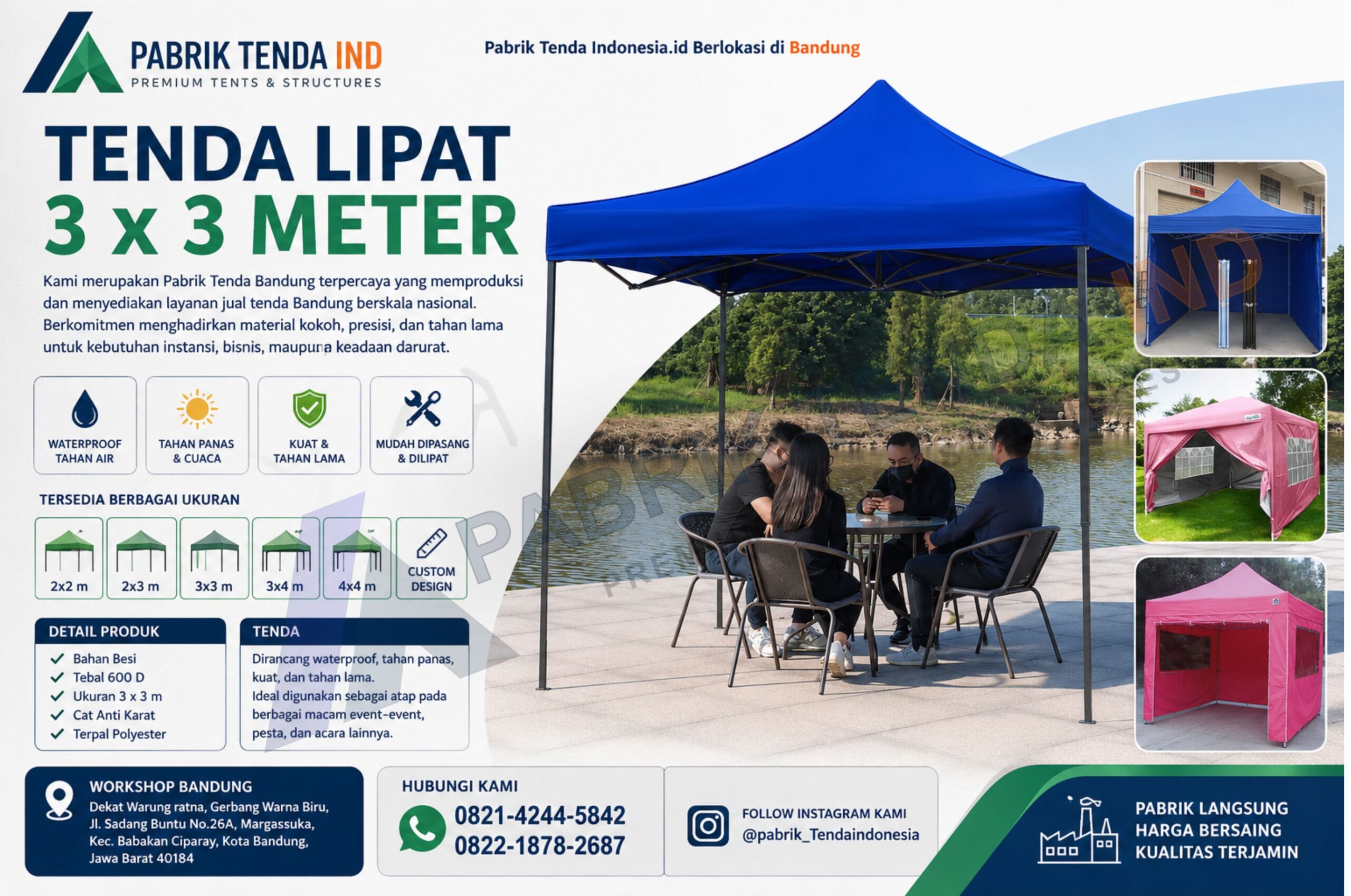 Tenda Lipat metic ukuran 3x3